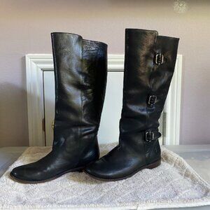 Frye Paige Tall Buckle Riding Boots - Black - Size 8